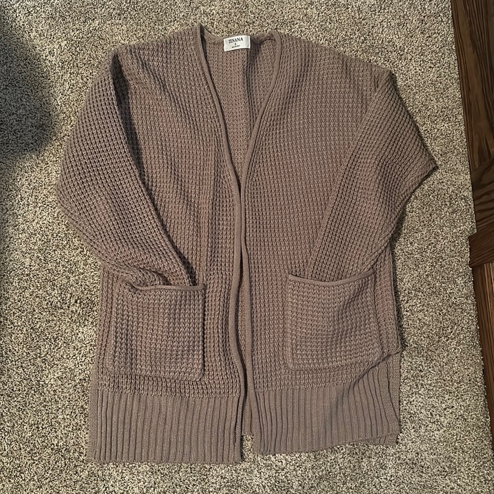 Zenana Waffle Knit Cardigan - S